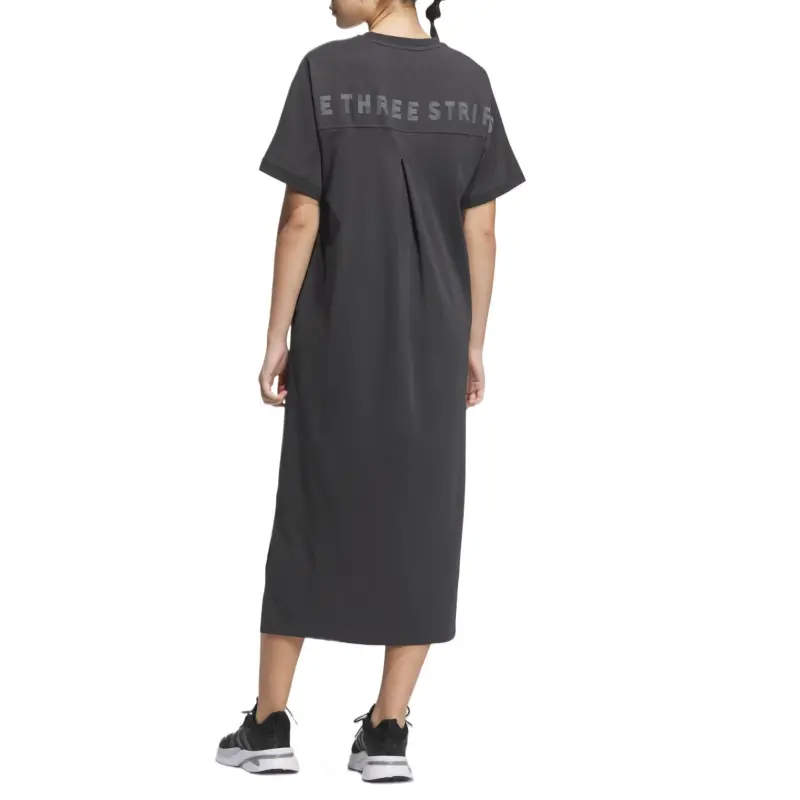 Adidas Word Short Sleeved Dress Women's Carbon Gray-2