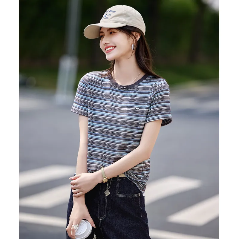 Still quiet T Shirts Women's Gray Blue-2