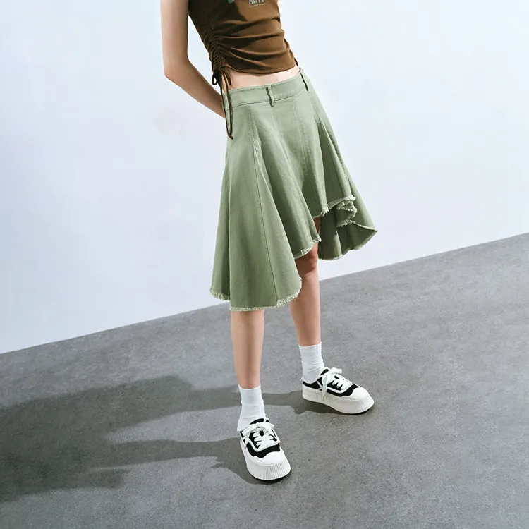 URBAN REVIVO Casual Short Skirts Women's Olive Green-3
