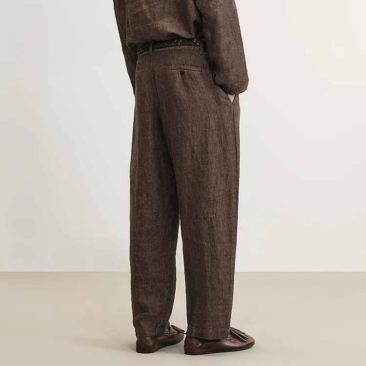 CROQUIS Casual Pants Men's Mixed Coffee-3