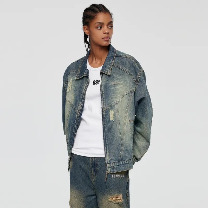 88rising Denim Jackets Unisex Washed Blue-6