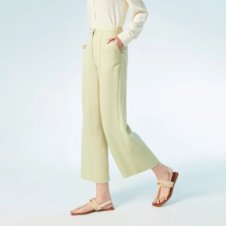 OVV Suit Trousers Women's Khaki Green Solid Color 08-3