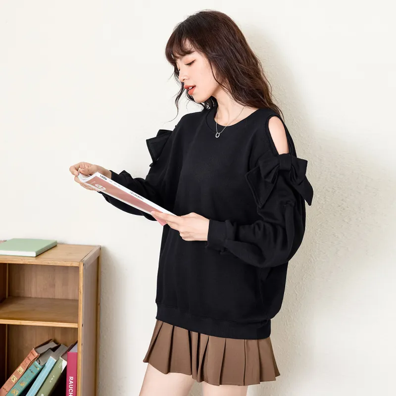 FAWENXIANGZI Sweatshirt Women's Black-1