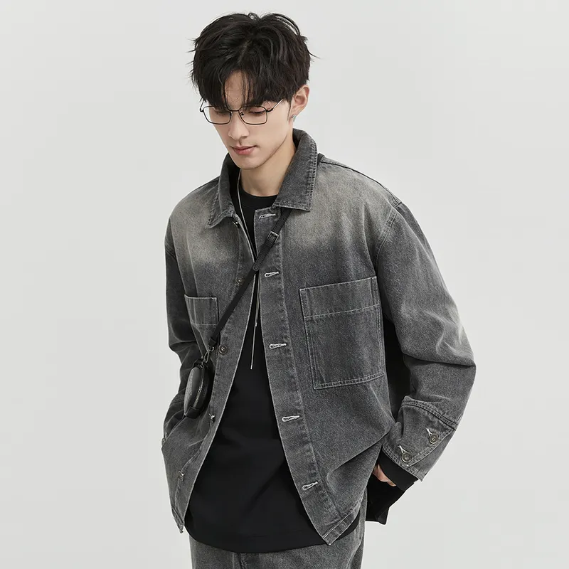 EARL JOEL Denim Jacket Men's Off-White Gray-6