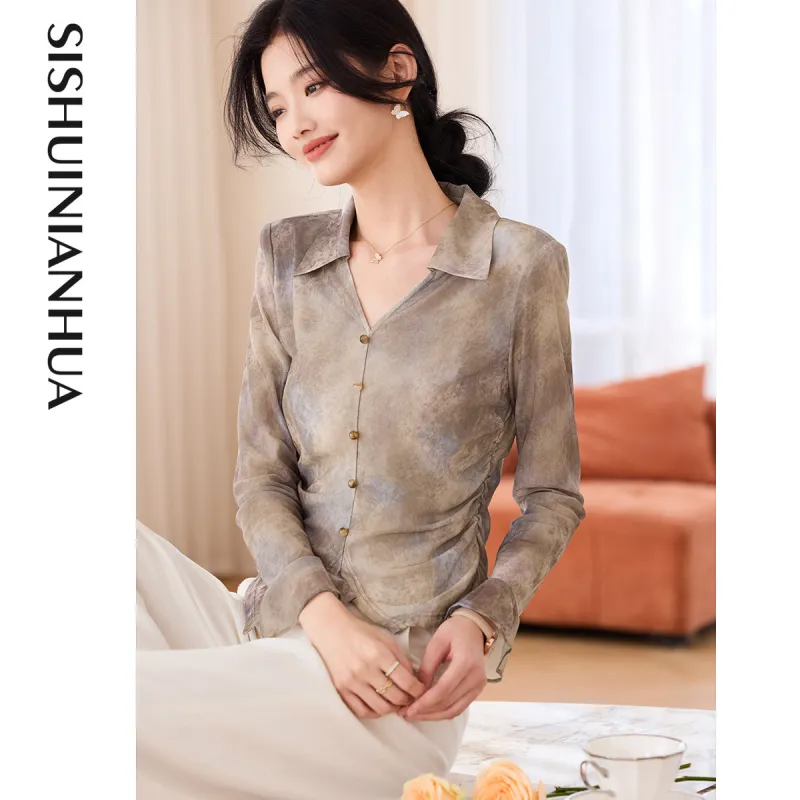 Like The Age Of Water Spring Shirt Women's Coffee-4