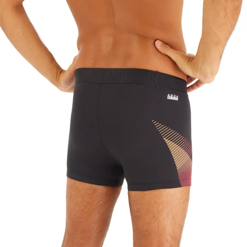 DECATHLON 500 Series Swimming Shorts Men's Black Orange-1