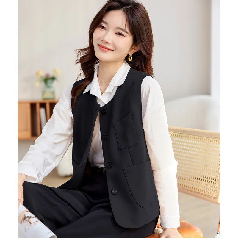 TERRE BLEUE Spring Fall Vest Loose Fit Women's-1