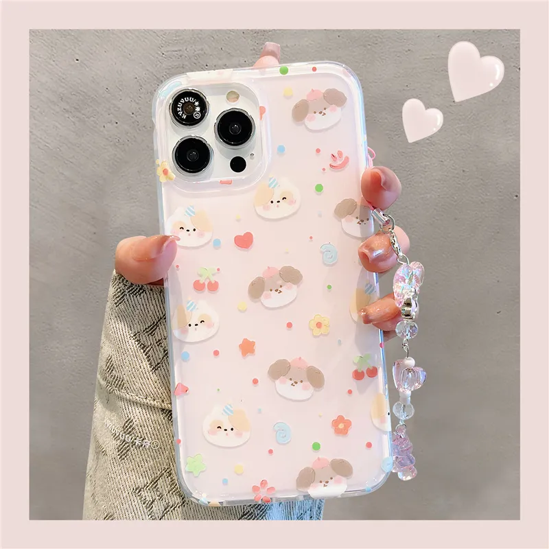 Sopi Acrylic Material Foundation Cute Puppy Phone Cases Compatible With IPhone 15 Pro Max/Apple 13/14/Pro/Max/12/11.-1