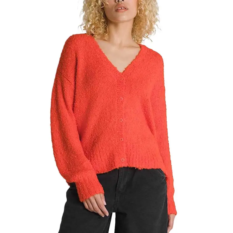 Vans Valerie Boucle Cardigan Sweater Women's Red-1