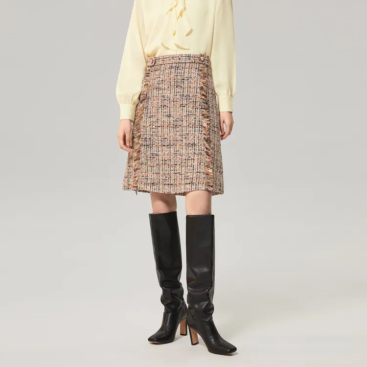 OVV Casual Short Skirts Women's Beige Yellow Pattern A2-4