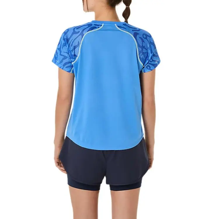 Asics Raglan Sleeve T Shirt Women's Blue Coast-1