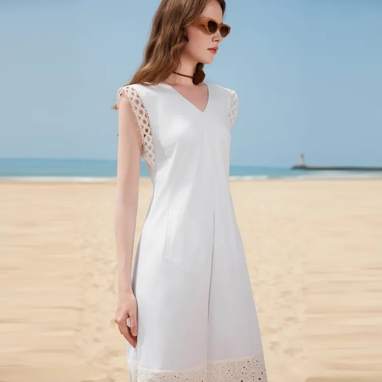 ELLE Sleeveless Dresses Women's White-4