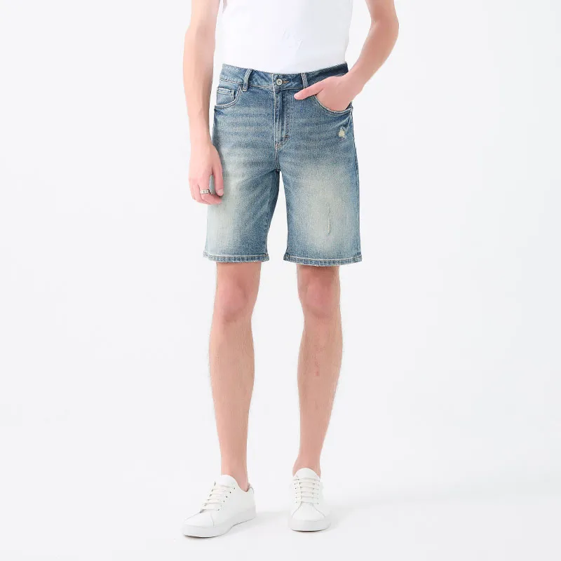 DAVID NAMAN Denim Shorts Men Light Blue-5