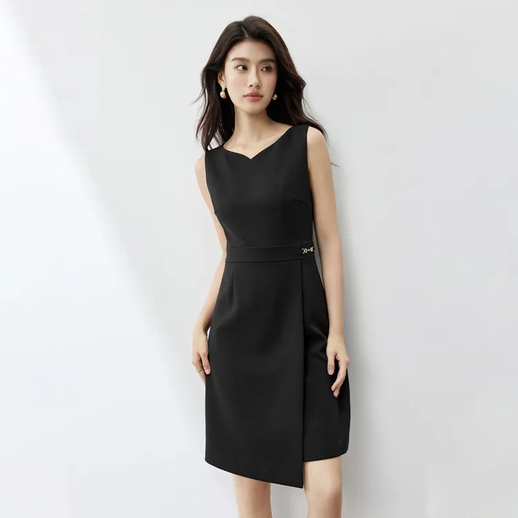 SENTUBILA Sleeveless Dresses Women's Elegant Black-2