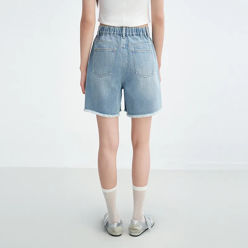 LEDIN Denim Shorts Women's Denim Light Blue In Stock-6