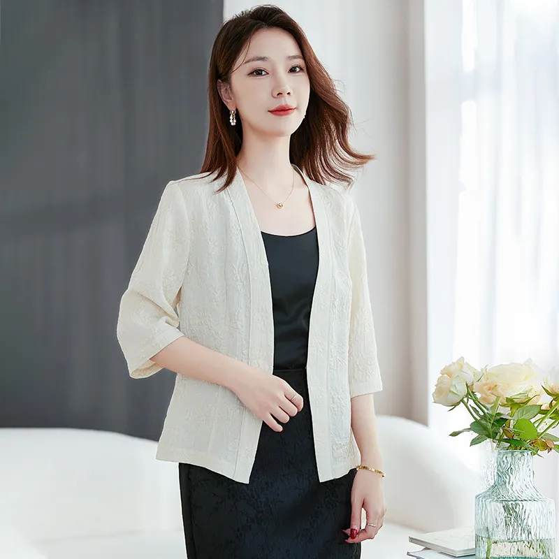 Ink Beauty Cropped Coats Women's Beige Gold-1