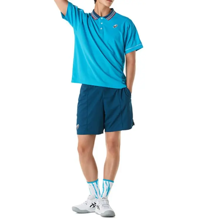 Asics Polo Shirt Men's Digital Aqua Blue-6