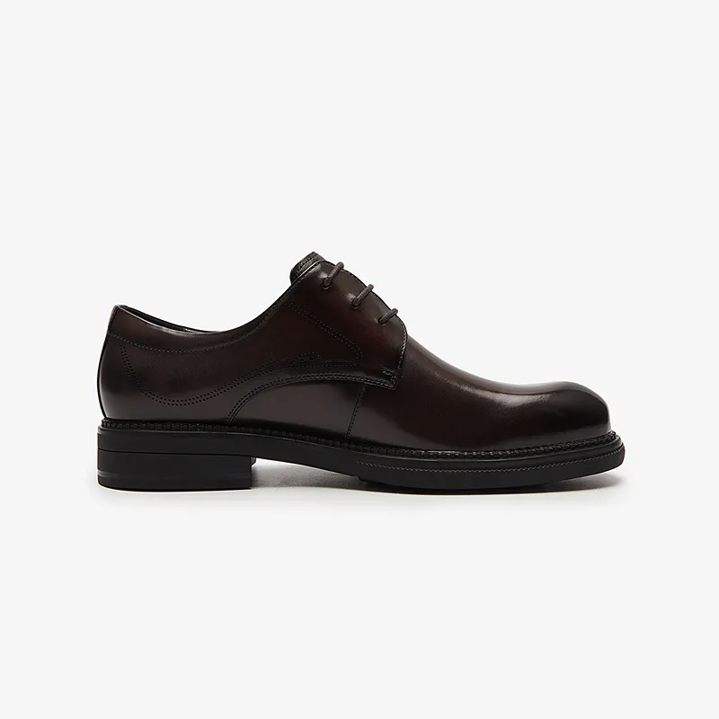 LE SAUNDA Dress Shoes Men Low Top Umber Black-6