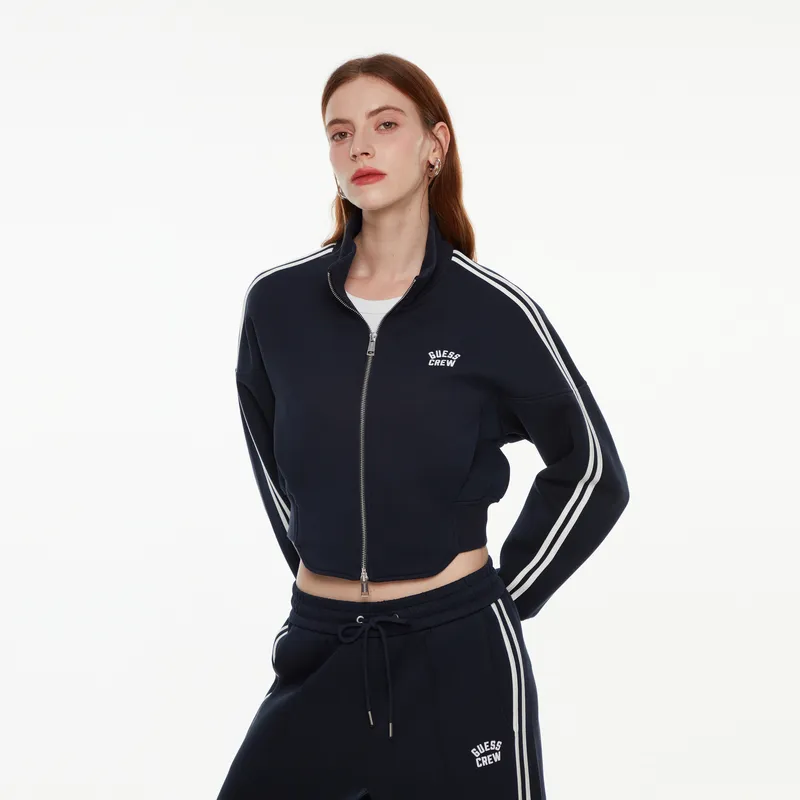 GUESS Cropped Coats Women's Navy Blue-1