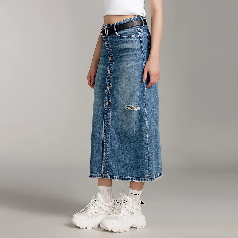 Miss Sixty Denim Long Skirt Women's Blue-3