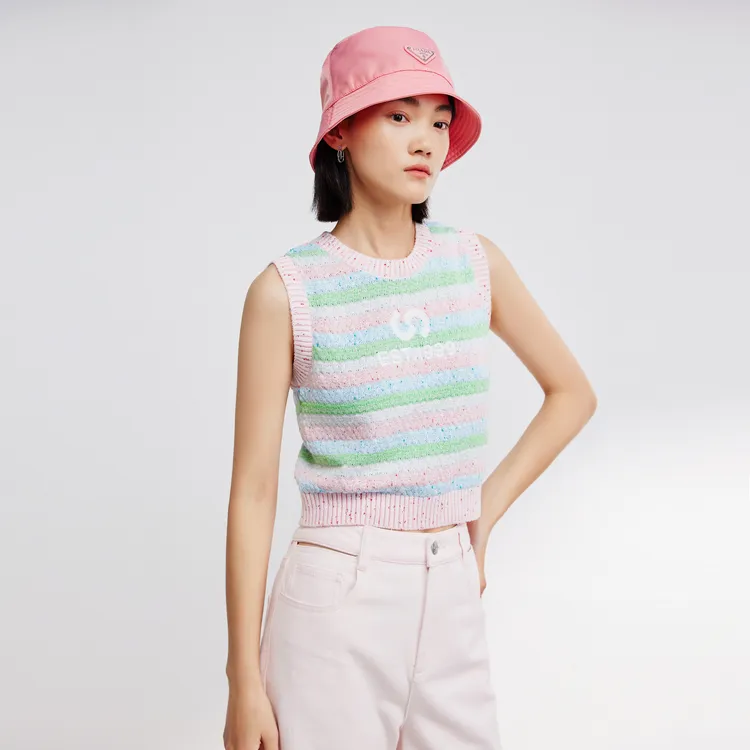 SHUIYUNJIAN Tank Tops Women's Army Green Stripes-3