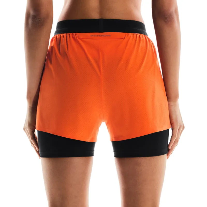 On Performance Sports Shorts Women's Orange Red-5