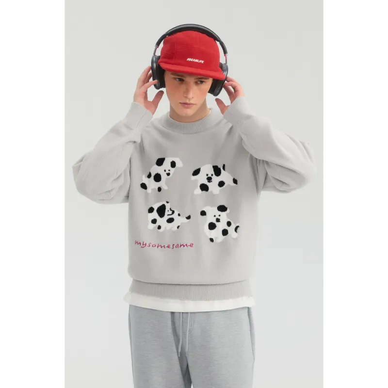 MYSAMESAME Spring Sweater Loose Fit Unisex Gray In Stock-4
