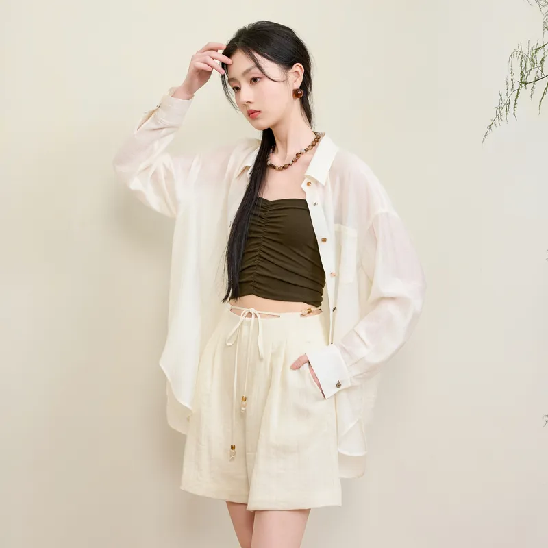3COLOUR Casual Shorts Women's Apricot-2