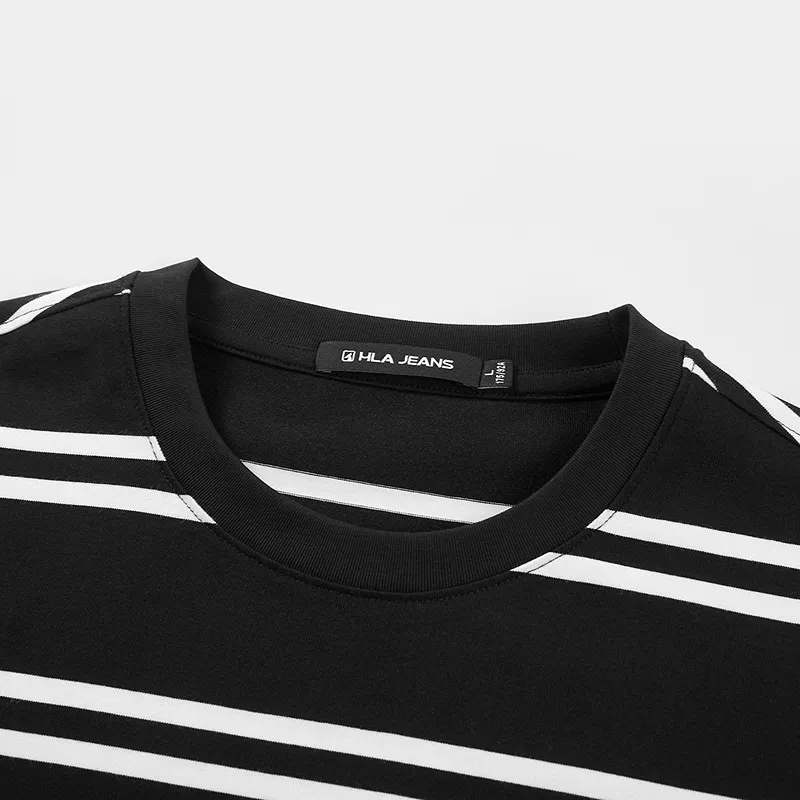 HLA JEANS T Shirts Men Black Stripes 47-2