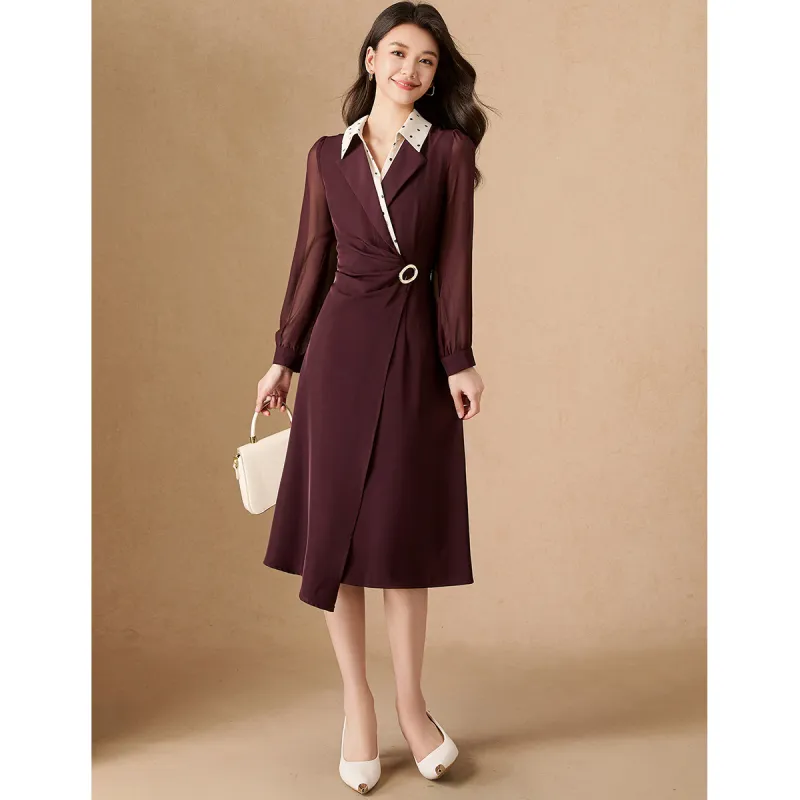 Mylan Long Sleeved Dress Women's Red-5