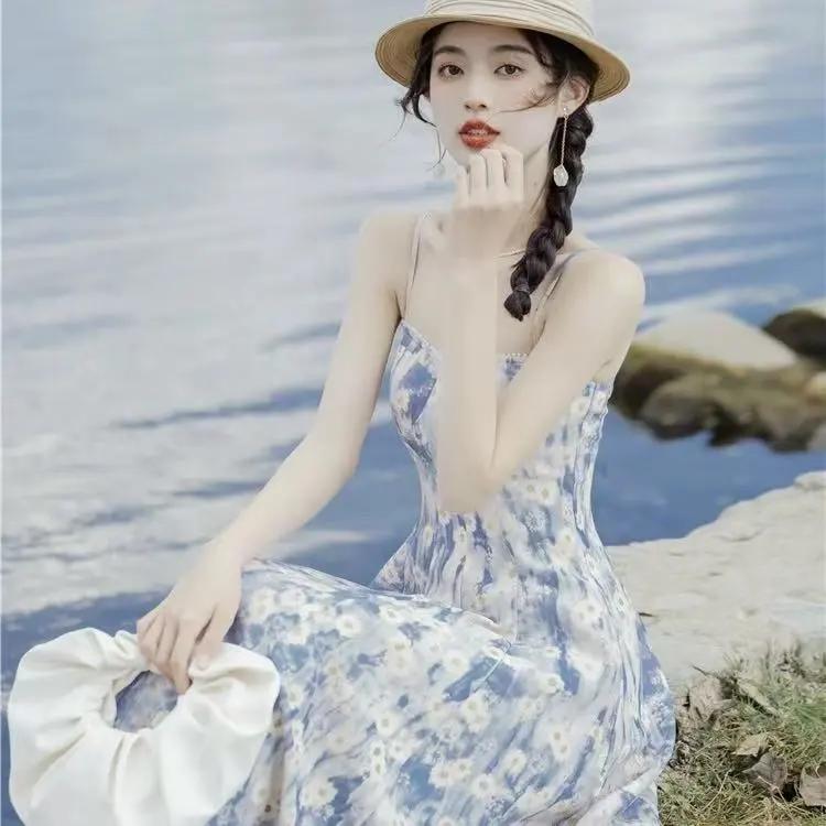 AURORA MUSE Slip Dress Women's Blue-4