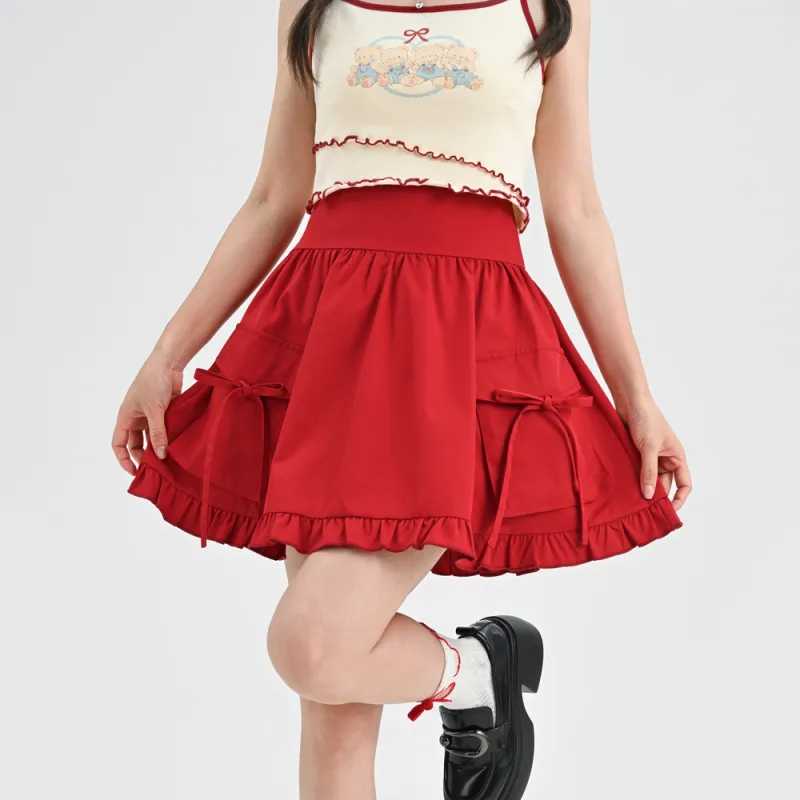 SNBL Casual Short Skirts Women's Red-2