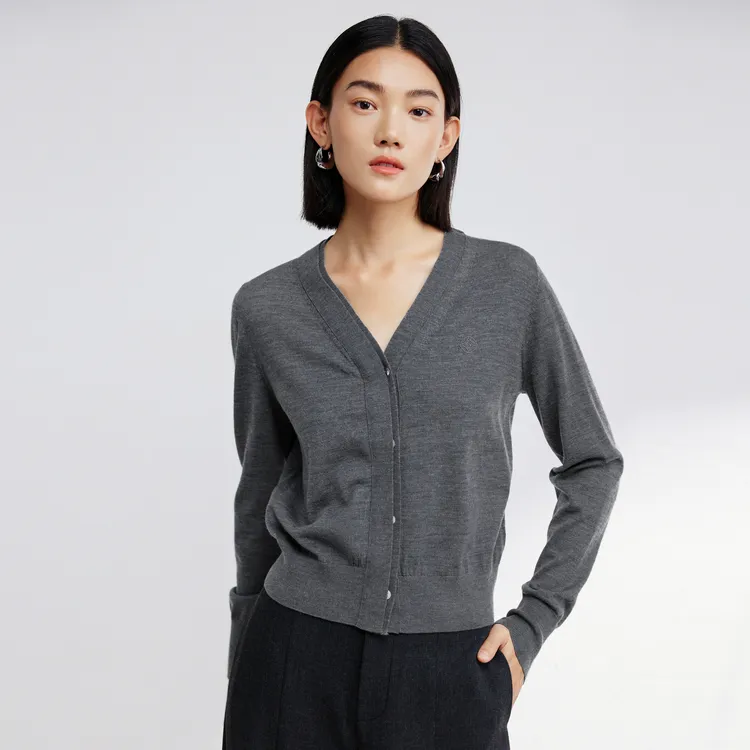 SHUIYUNJIAN Sheep Wool Knitted Fabric Cardigan Women's-8