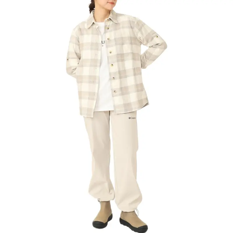 Columbia Holly Hideaway Shirt Women's Pink Chalk Buffalo Plaid Nee-5