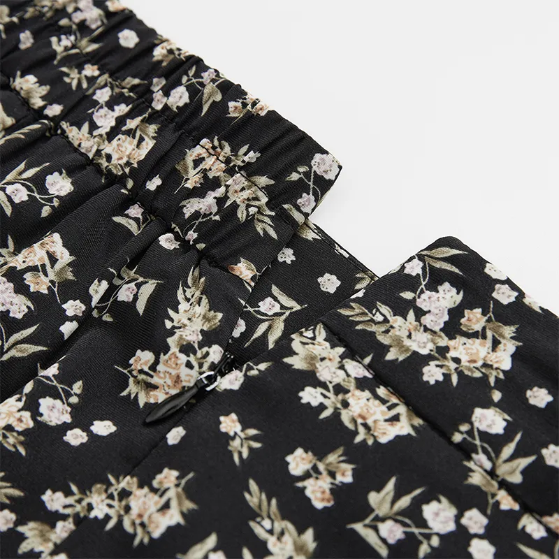 SENTUBILA Casual Long Skirts Women's Black Background Multicolor-7