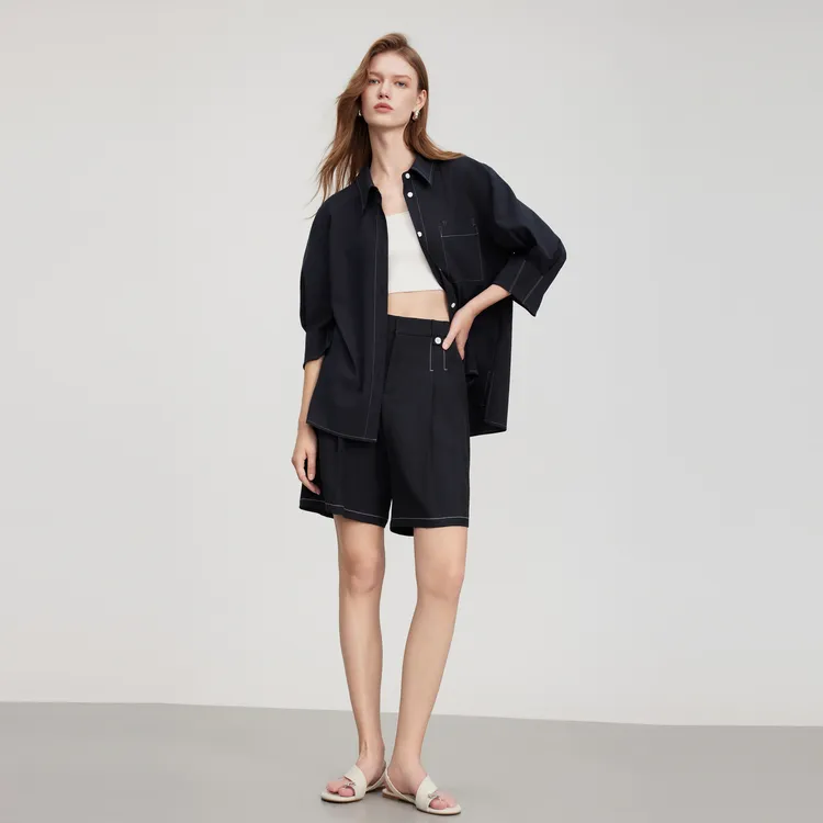 ELLE Shirts Women's Navy Blue-6