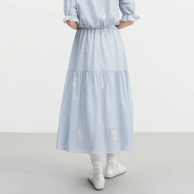 LEDIN Casual Long Skirt Women's Ice Bay Blue-6