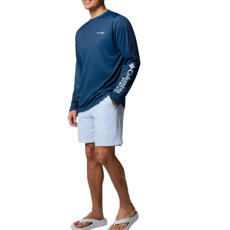 Columbia PFG Super Backcast Casual Shorts Men's Dark Pool Seersucker-2