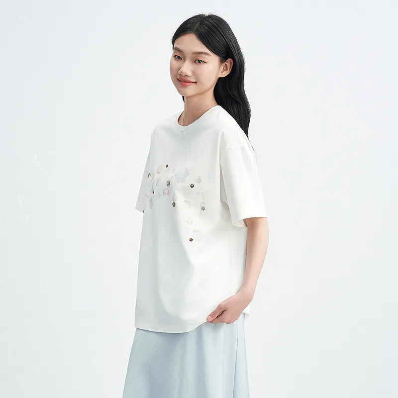 LEDIN T Shirt Women's Mist White In Stock-5