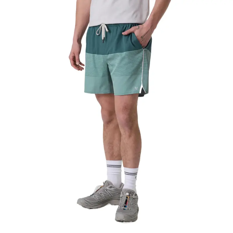 Vuori Trail Sports Shorts Men's Light Deep Sea Stripes/Salt Color-1