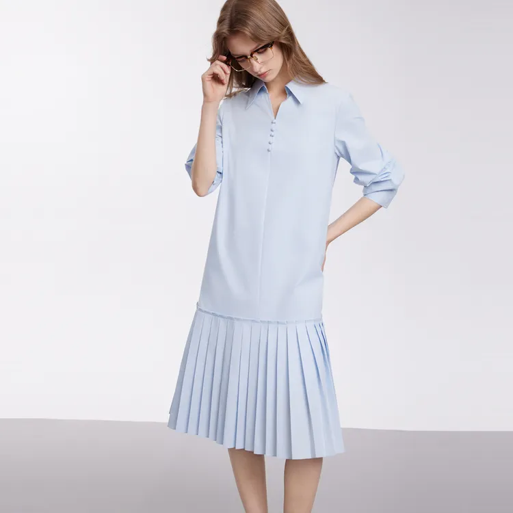 ELLE Long Sleeved Dresses Women's Blue-2