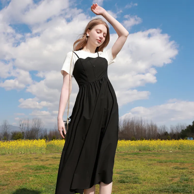 3COLOUR Short Sleeved Dresses Women's Black/White-4