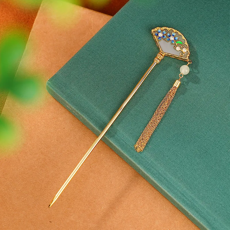 Royal Heaven's Choice Hetian Jade Hairpin Pale Greenish White Jade Unisex-2