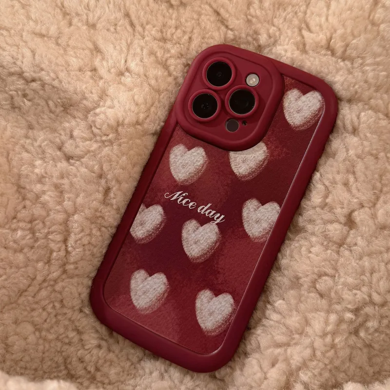 QIZHENG TPU Material Crayon Heart Blush Phone Case Compatible With Apple 16 Pro Max/15/14/13/12/11-6