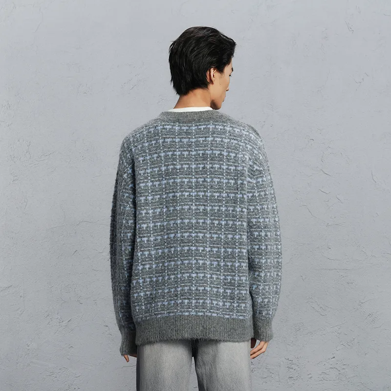 GXG Sweater Men's Coffee Ground Blue Plaid-4