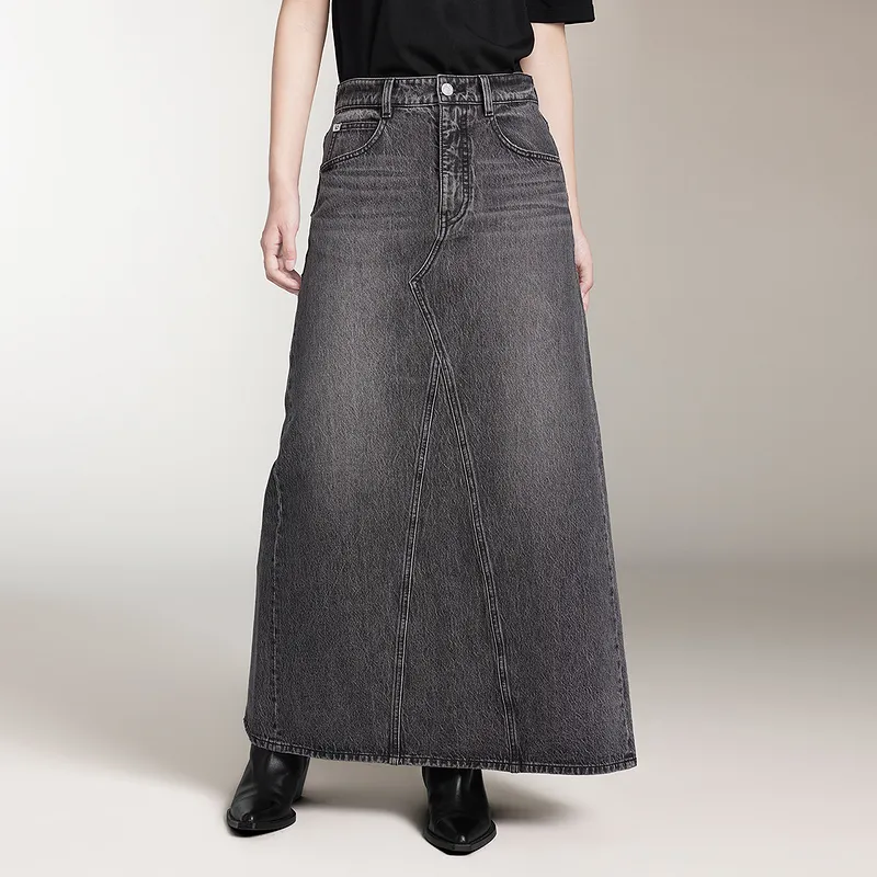 Miss Sixty Denim Long Skirts Women's Black Gray-2