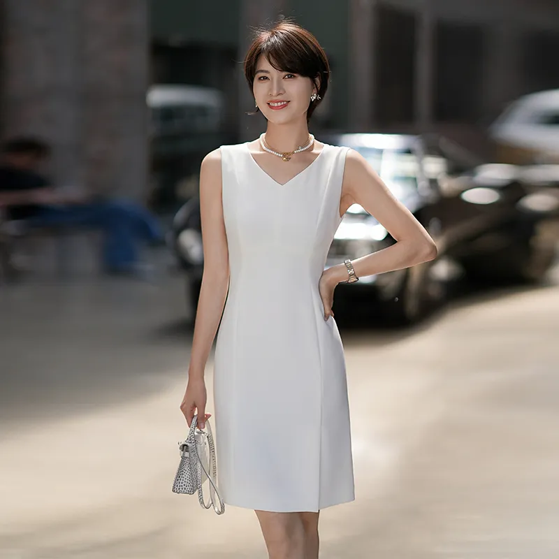 ONE SHALLOW Sleeveless Dress Women's White-6