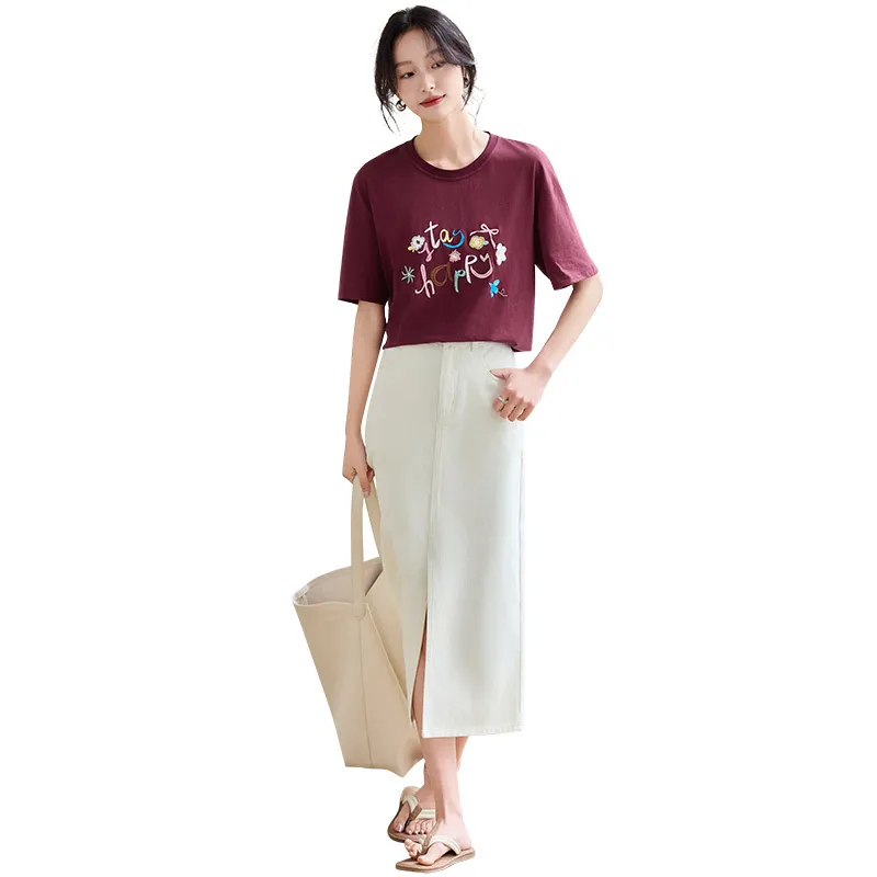 SENTUBILA Drop Shoulder Sleeve T Shirt Women's-11