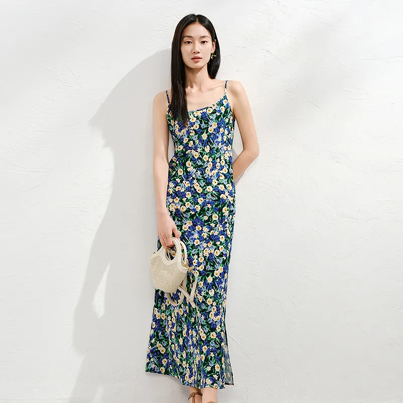 JZ. ANNAKRO Slip Dresses Women's Pattern Blue-3