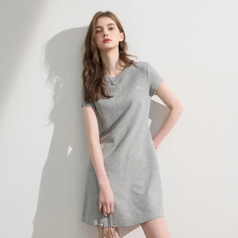 3COLOUR Short Sleeved Dress Women's Stone Gray-3